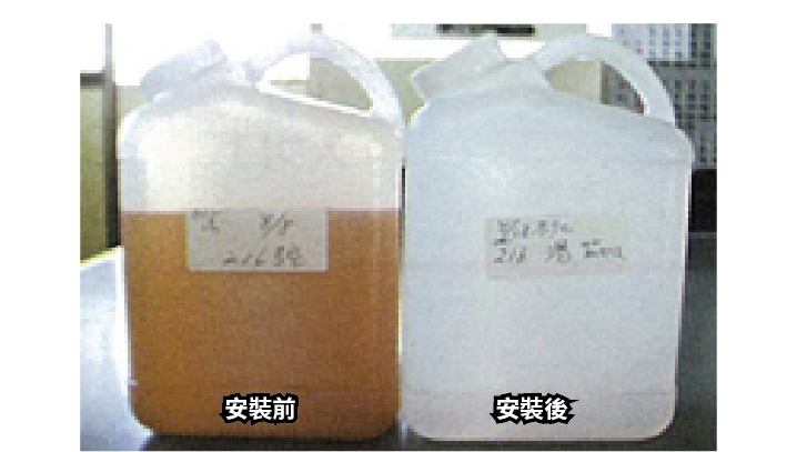 安裝十日後,由原本褐黃色的水變成透明的水,降低水中含鐵量